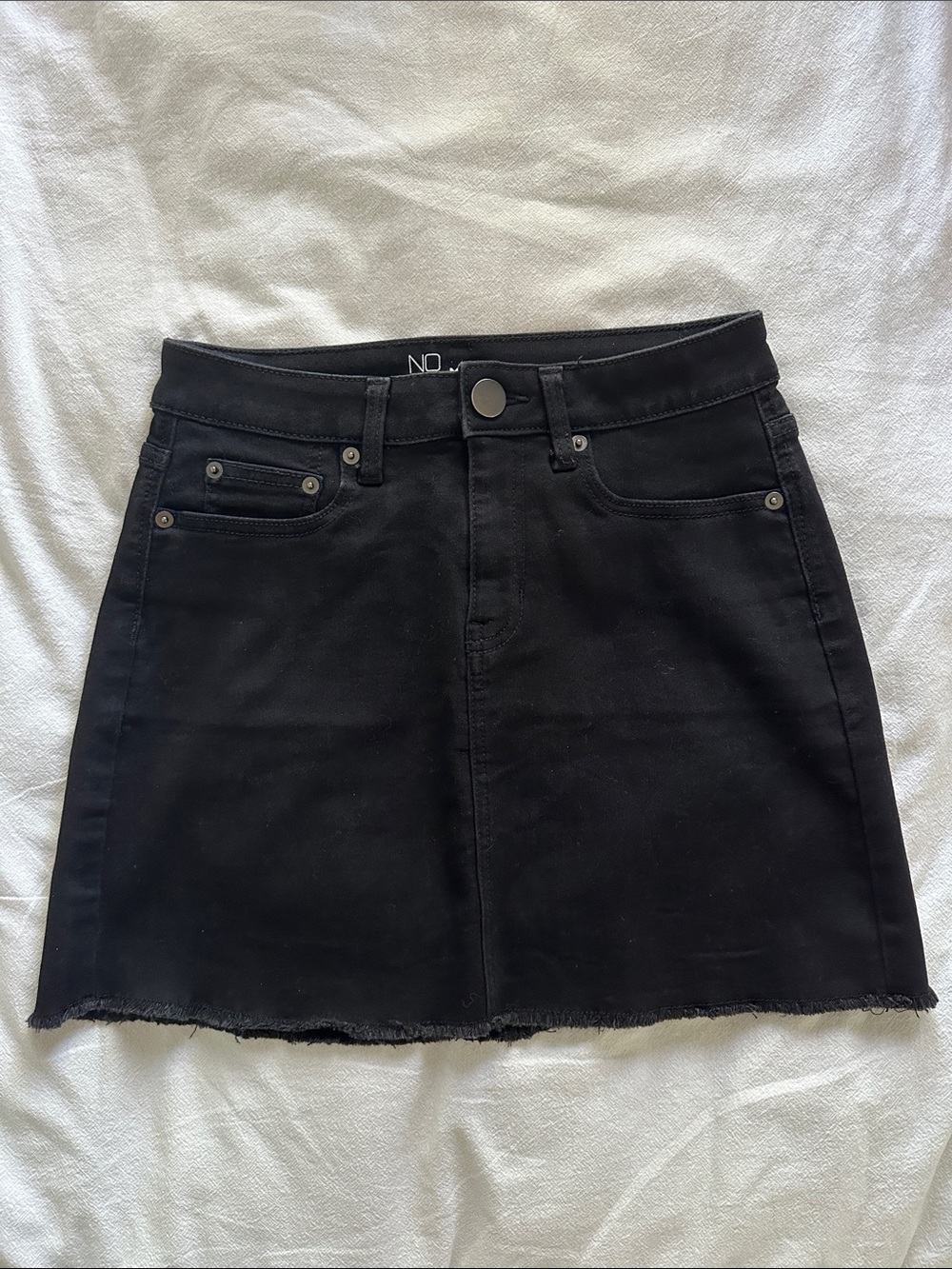 NOBO Black A-Line Denim Mini Skirt